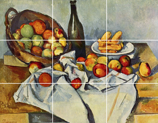 Cezanne painting with grid